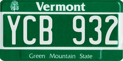 VT license plate YCB932
