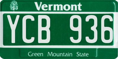 VT license plate YCB936