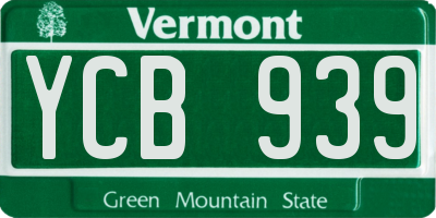 VT license plate YCB939