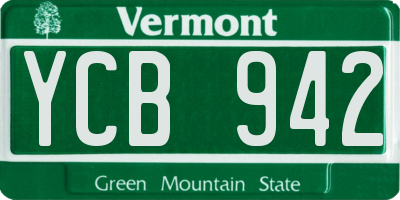 VT license plate YCB942
