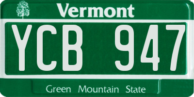 VT license plate YCB947