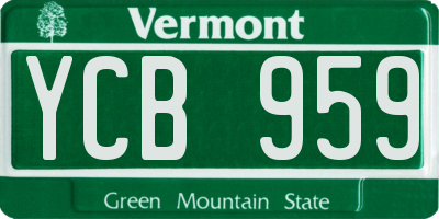 VT license plate YCB959