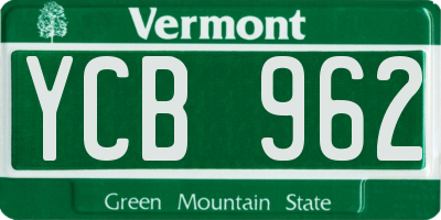 VT license plate YCB962