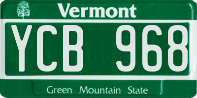 VT license plate YCB968