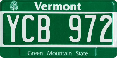 VT license plate YCB972