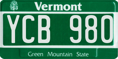 VT license plate YCB980