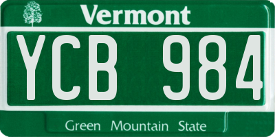 VT license plate YCB984