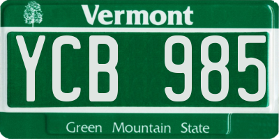 VT license plate YCB985