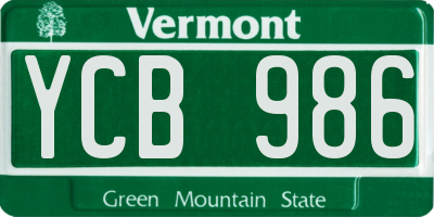 VT license plate YCB986