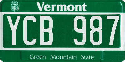 VT license plate YCB987