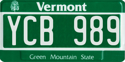 VT license plate YCB989