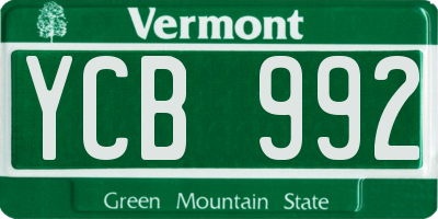 VT license plate YCB992