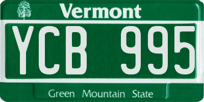 VT license plate YCB995