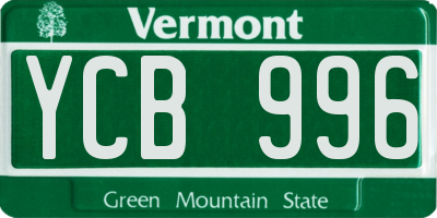 VT license plate YCB996
