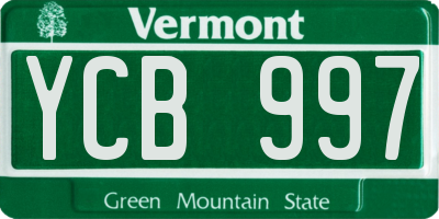 VT license plate YCB997