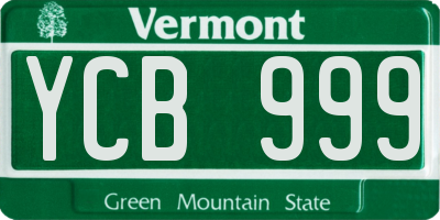 VT license plate YCB999
