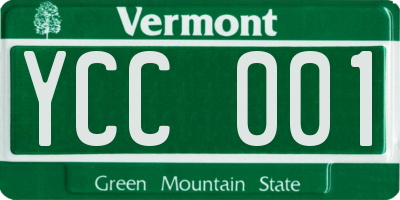 VT license plate YCC001