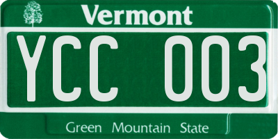 VT license plate YCC003