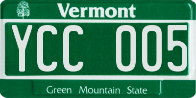 VT license plate YCC005