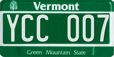 VT license plate YCC007