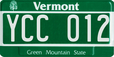 VT license plate YCC012
