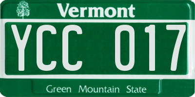 VT license plate YCC017