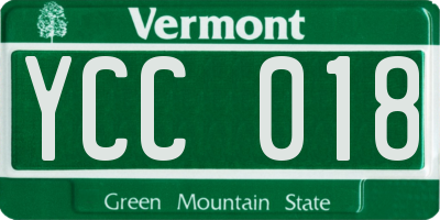 VT license plate YCC018