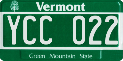 VT license plate YCC022