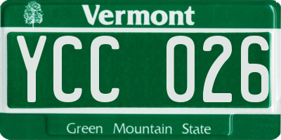 VT license plate YCC026
