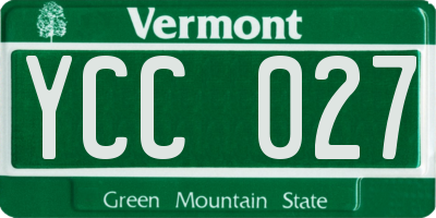 VT license plate YCC027