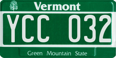 VT license plate YCC032