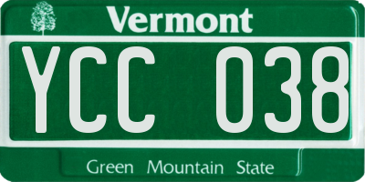 VT license plate YCC038