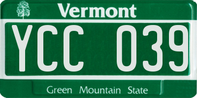 VT license plate YCC039