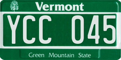 VT license plate YCC045