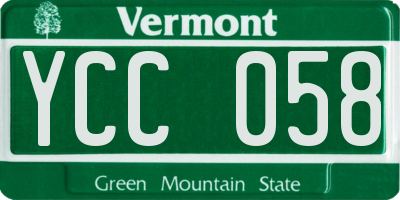VT license plate YCC058
