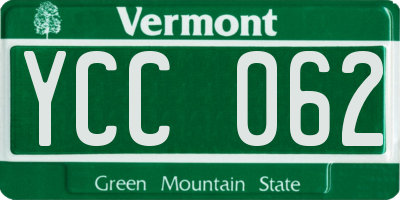 VT license plate YCC062