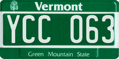 VT license plate YCC063