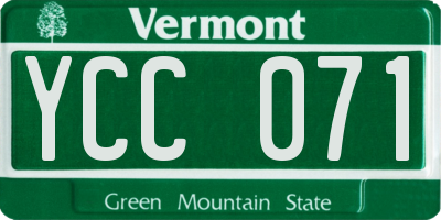 VT license plate YCC071