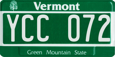 VT license plate YCC072