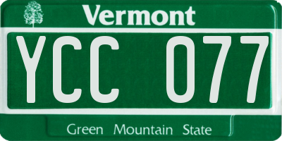 VT license plate YCC077