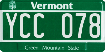 VT license plate YCC078