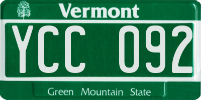 VT license plate YCC092