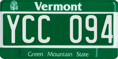VT license plate YCC094