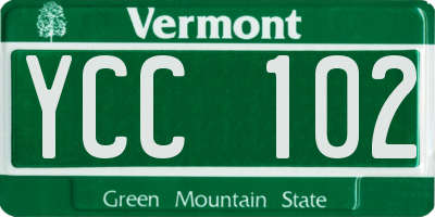 VT license plate YCC102
