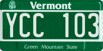 VT license plate YCC103