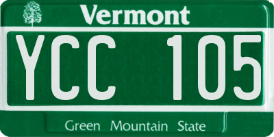 VT license plate YCC105