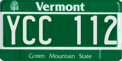 VT license plate YCC112
