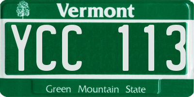 VT license plate YCC113