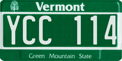 VT license plate YCC114