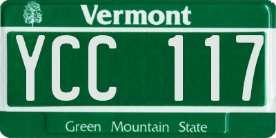 VT license plate YCC117
